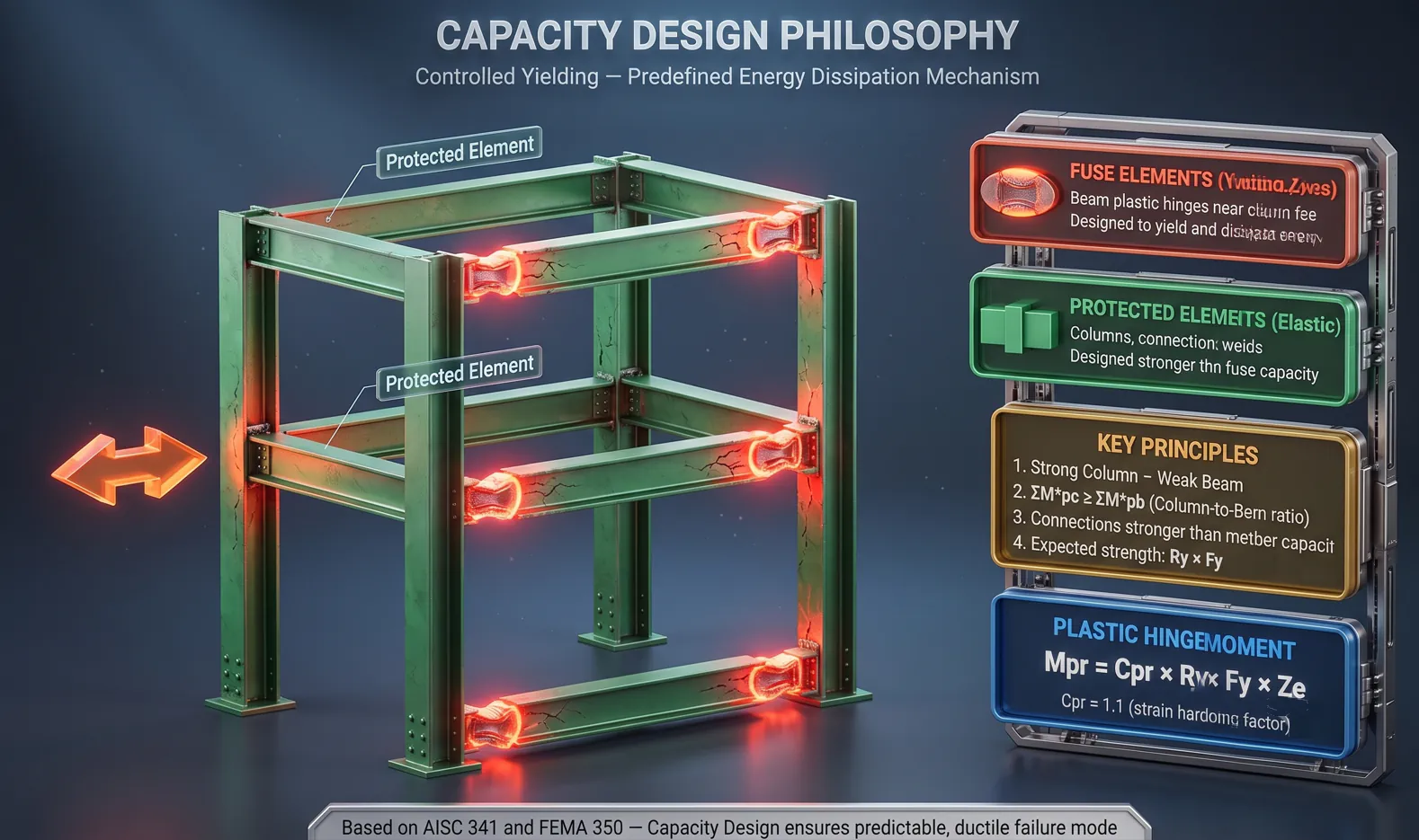 Figure 1. Capacity design — separating the yielding elements from the protected ones.